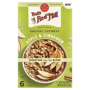 Bob's Red Mill, Овсянка быстрого приготовления, цельнозерновые, яблоко и корица, 6 пакетиков по 45 г (1,59 унции)