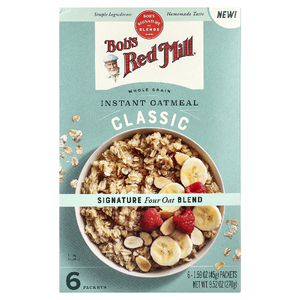 Bob's Red Mill, Овсянка быстрого приготовления, цельнозерновые, классические, 6 пакетиков по 45 г (1,59 унции)
