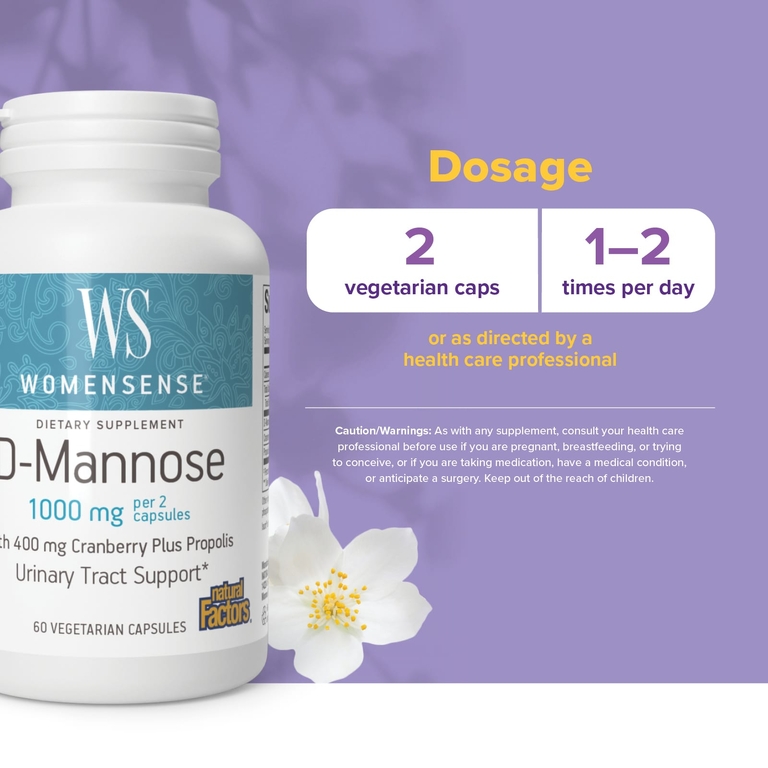 Natural Factors, WomenSense®, D-манноза, 60 вегетарианских капсул (Товар снят с продажи) 