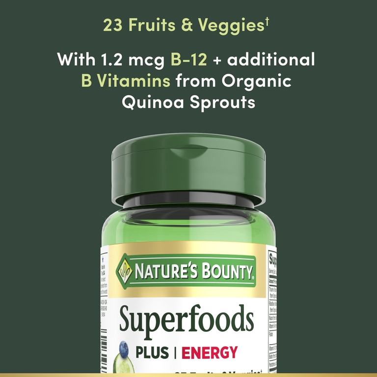 Nature's Bounty, Superfoods Plus Energy, суперфуды для энергии, 30 капсул