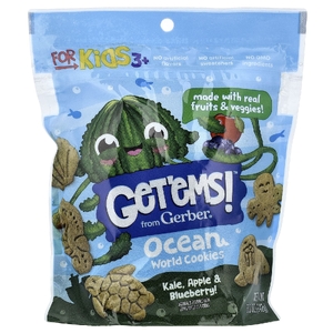Gerber, Get'ems! ™, печенье Ocean World, для детей от 3 лет, капуста, яблоко и голубика, 142 г (5 унций)