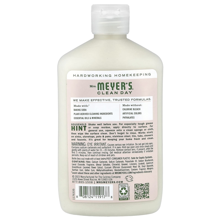 Mrs. Meyers Clean Day, Крем для очищения с пищевой содой, яблоневый цвет, 473 мл (16 жидк. Унций)