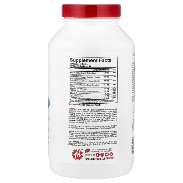 Metabolic Nutrition, HydraMAX ™, максимальная эффективность, 180 таблеток
