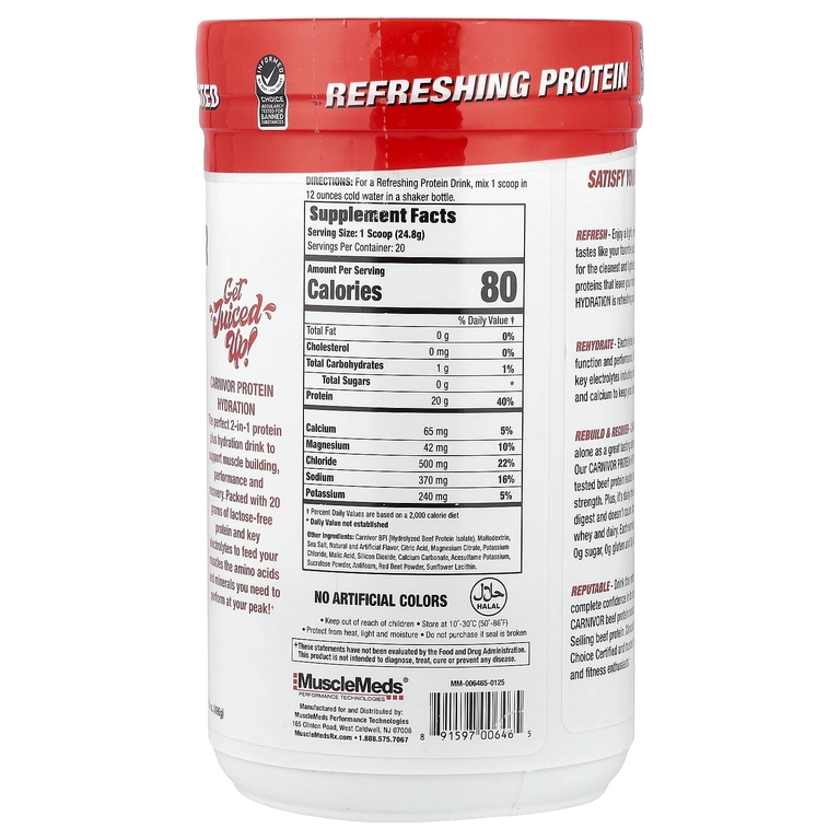 MuscleMeds, Carnivor Protein Hydration, протеин, арбуз, 496 г (17,5 унции)