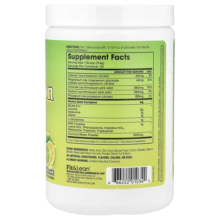 Fit & Lean, Amino Hydration, аминокислота с цитрусовыми и лаймом, 342 г (12,1 унции)