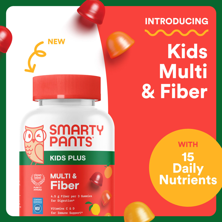 SmartyPants, Kids Plus, детские жевательные мультивитамины с клетчаткой, клубника, апельсин и лимон, 120 жевательных таблеток (Товар снят с продажи) 