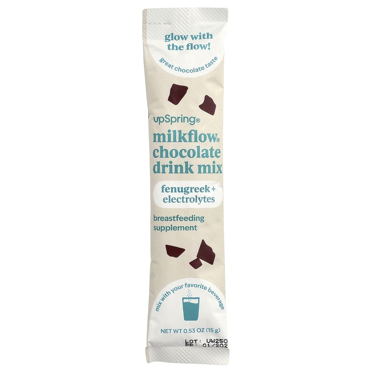 UpSpring, Milkflow®, смесь для приготовления напитка, с шоколадным вкусом, 16 порционных пакетиков по 15 г (0,53 унции)