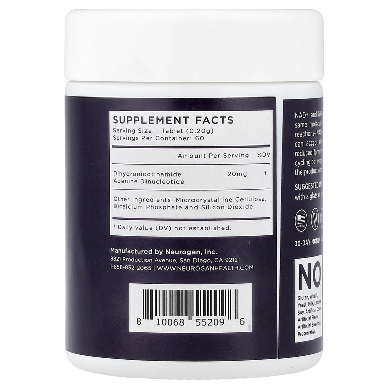 Neurogan Health, NADH, 20 мг, 60 таблеток, 18 г (0,63 унции)