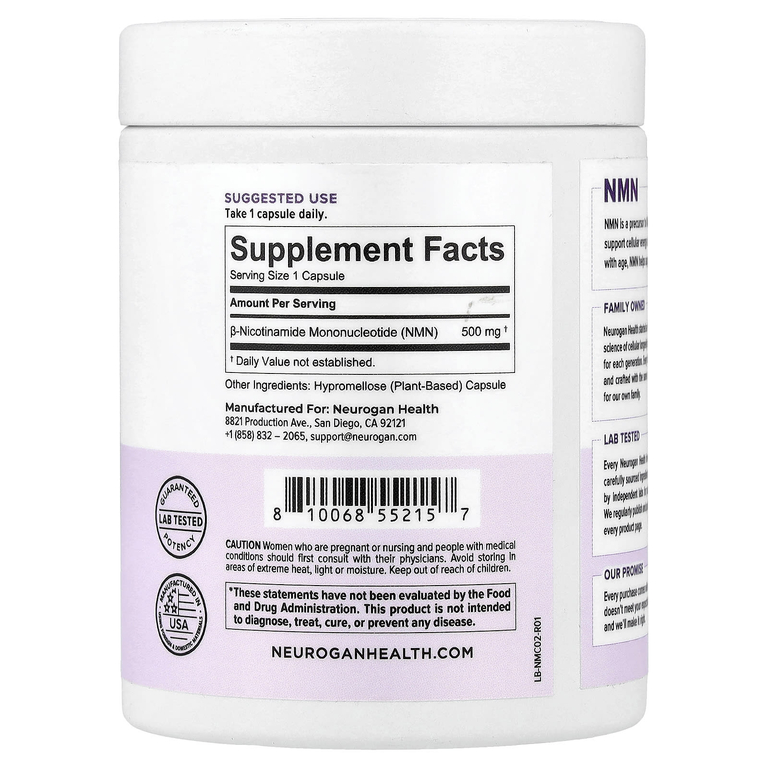 Neurogan Health, NMN, 500 мг, 60 капсул