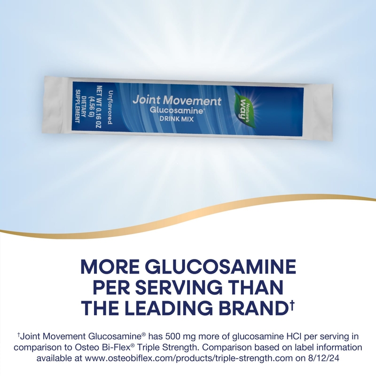Nature's Way, Joint Movement Glucosamine®, смесь для приготовления напитков, с повышенной силой действия, без ароматизаторов, 20 пакетиков по 4,56 г (0,16 унции)