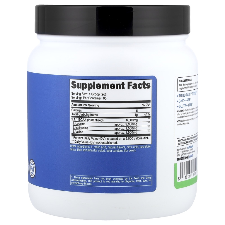 Nutricost, Performance, BCAA, со вкусом зеленого яблока, 540 г (1,2 фунта)