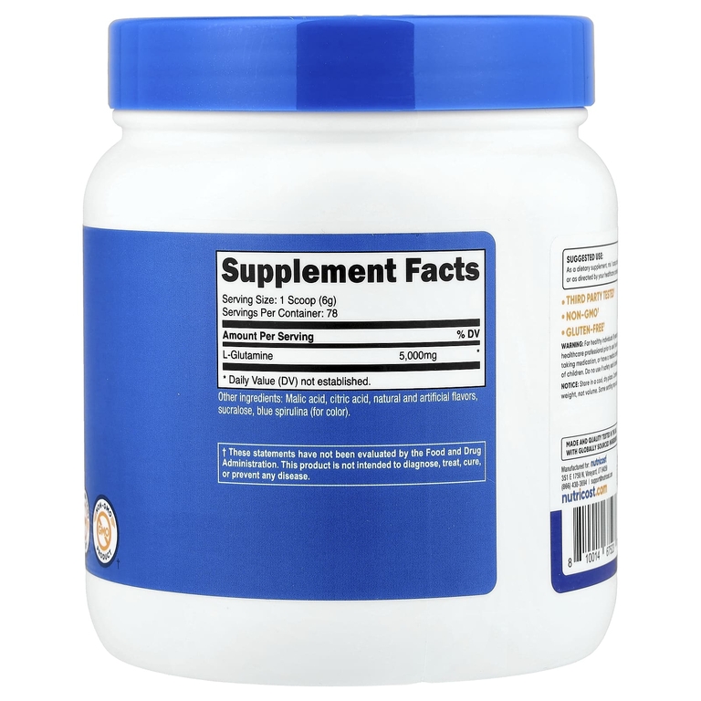 Nutricost, L-глютамин, со вкусом голубой малины, 500 г (17,9 унции)
