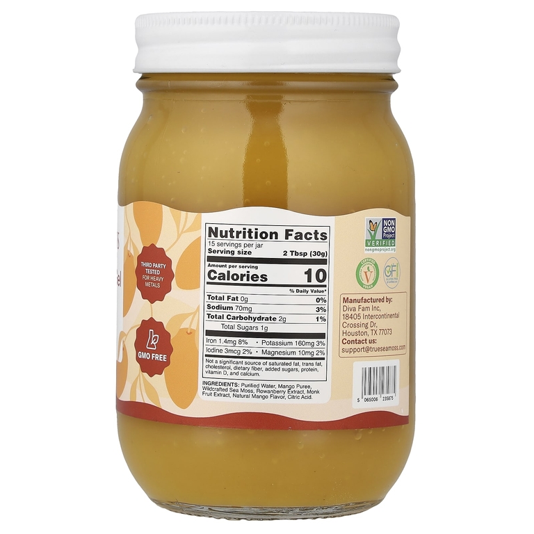 True Sea Moss, гель из морского мха с суперфудами, манго, 473 мл (16 жидк. унций)