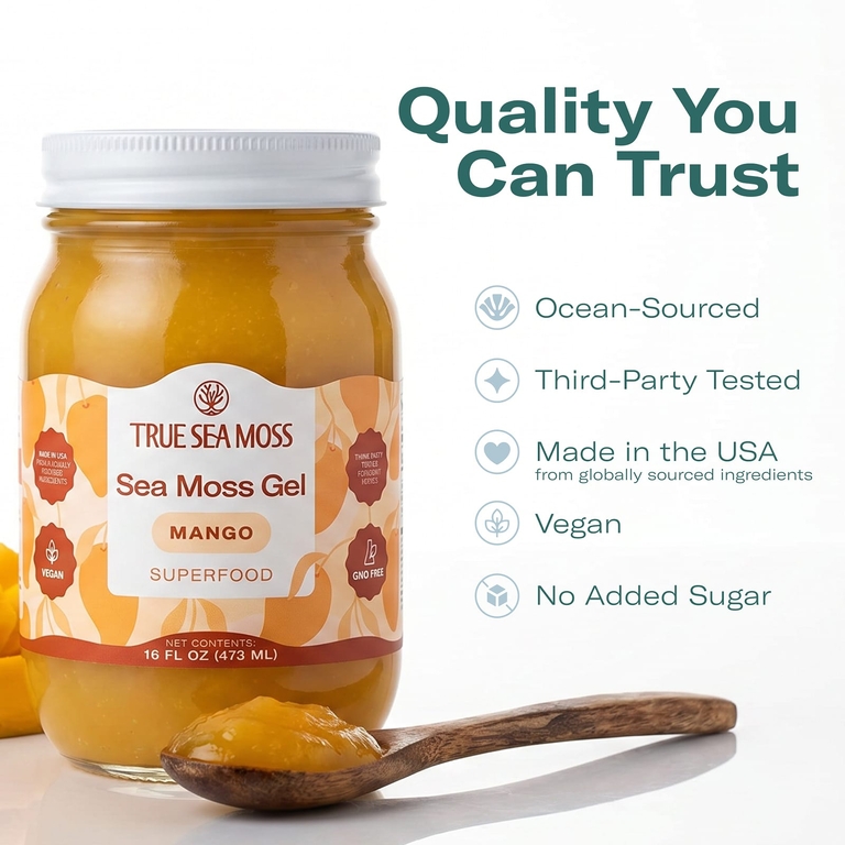 True Sea Moss, гель из морского мха с суперфудами, манго, 473 мл (16 жидк. унций)