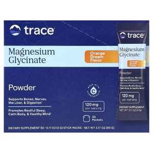 Trace, глицинат магния, в порошке, со вкусом апельсина, 30 пакетиков по 3 г (0,11 унции)