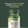 Nature's Bounty, витамины K2 и D3, 60 растительных капсул