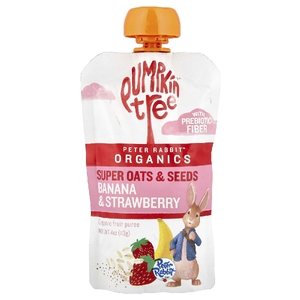 Pumpkin Tree Organics, Peter Rabbit™ Organics, органическое фруктовое пюре, овсяные хлопья и семена, банан и клубника, 113 г (4 унции)