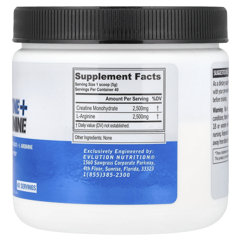 EVLution Nutrition, креатин и L-аргинин, без добавок, 200 г (7,05 унции)
