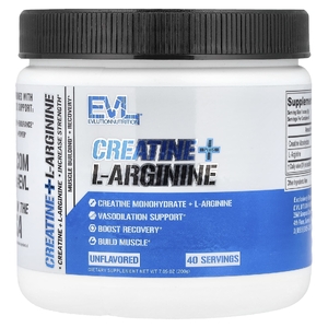 EVLution Nutrition, креатин и L-аргинин, без добавок, 200 г (7,05 унции)