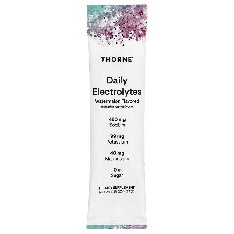 Thorne, ежедневные электролиты, со вкусом арбуза, 30 пакетиков по 4,37 г (0,15 унции)