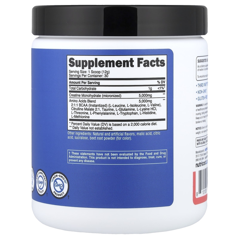 Nutricost, Performance, креатин и аминокислоты, со вкусом арбуза, 369 г (13,2 унции)