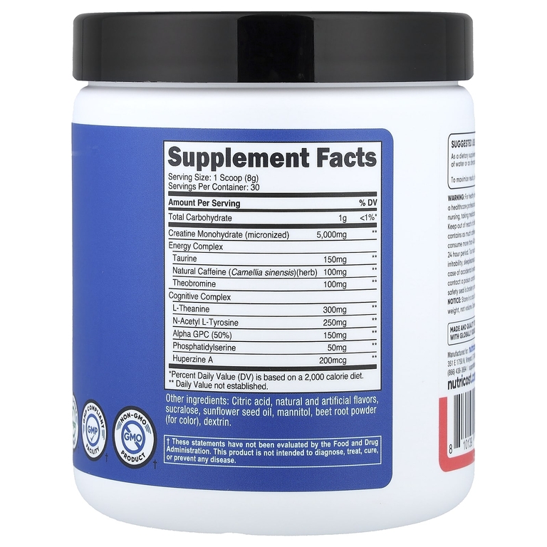 Nutricost, Performance, креатин для поддержки энергии, со вкусом арбуза, 252 г (9 унций)