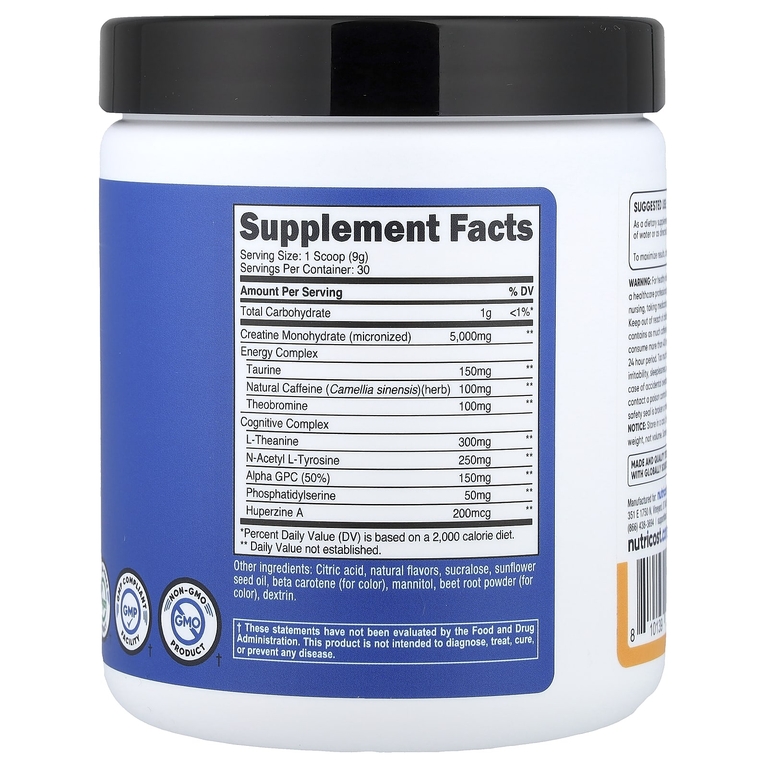Nutricost, Performance, креатин и энергия, со вкусом персика и манго, 264 г (9,4 унции)