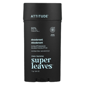 ATTITUDE, Super Leaves™, дезодорант без алюминия, для мужчин, эвкалипт и шалфей, 75 г (2,64 унции) (Товар снят с продажи) 