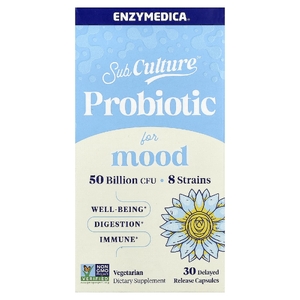 Enzymedica, SubCulture™, пробиотик для настроения, 30 капсул с отсроченным высвобождением