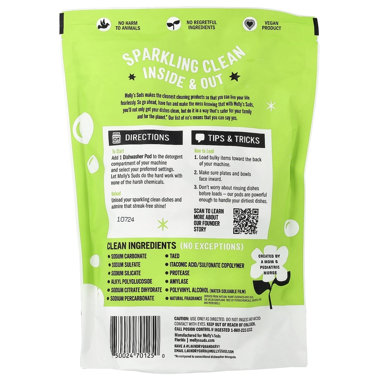 Molly's Suds, капсулы для посудомоечной машины, с цитрусовым вкусом, 60 капсул, 0,84 кг (29,63 унции)