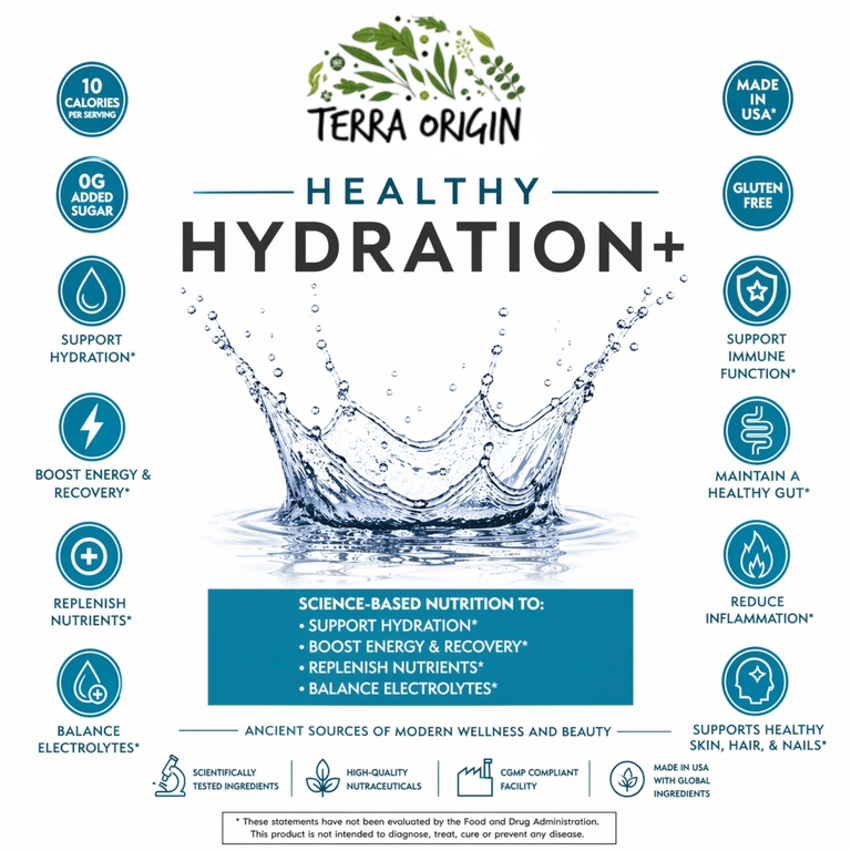 Terra Origin, Healthy Hydration+, Lemonberry Wave, добавка On the Go, 30 пакетиков по 6,2 г (0,22 унции)