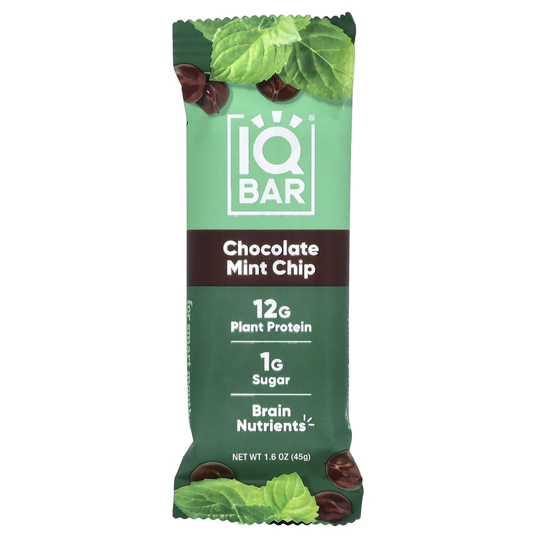 IQBAR, батончик растительного протеина, со вкусом шоколадной крошки и мяты, 12 батончиков по 45 г (1,6 унции)