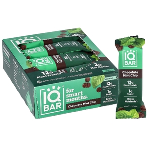IQBAR, батончик растительного протеина, со вкусом шоколадной крошки и мяты, 12 батончиков по 45 г (1,6 унции)