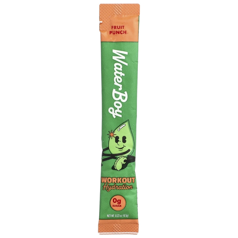 Waterboy, Workout Hydration, смесь для приготовления электролитического напитка, со вкусом фруктового пунша, 10 пакетиков-стиков по 6,5 г (0,23 унции)