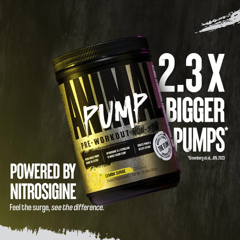 Animal, Pump™, предтренировочный комплекс без стимуляторов, со вкусом лимона, 442 г (15,59 унции)