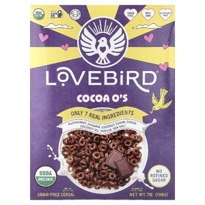 Lovebird, органические беззерновые хлопья, с какао, 198 г (7 унций)