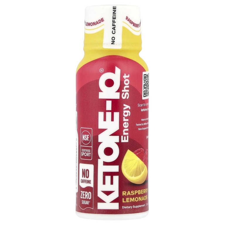 Ketone-IQ, Energy Shot, малиновый лимонад, без кофеина, 6 флаконов по 59 мл (2 жидк. унции)