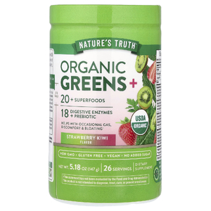 Nature's Truth, Organic Greens+, органическая зелень, с клубникой и киви, 147 г (5,18 унции)