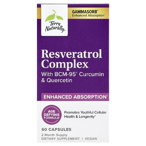 Terry Naturally, комплекс с ресвератролом с куркумином Bcm-95® и кверцетином, 60 капсул