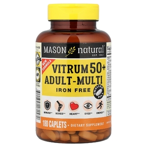 Mason Natural, Vitrum 50+, мультивитамины для взрослых, без железа, 180 капсул
