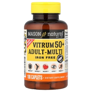 Mason Natural, Vitrum 50+, мультивитамины для взрослых, без железа, 100 капсул