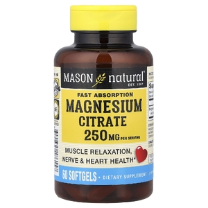 Mason Natural, цитрат магния, быстро всасывается, 60 капсул (125 мг в каждой)