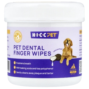 HICC Pet, салфетки для пальцев, для собак и кошек, без запаха, 50 шт.