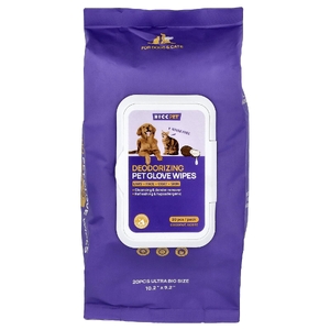 HICC Pet, дезодорирующие салфетки для перчаток, для собак и кошек, кокос, 20 шт.