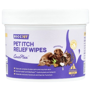 HICC Pet, салфетки для облегчения зуда, для собак и кошек, без запаха, 100 штук