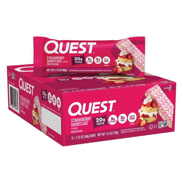 Quest Nutrition, протеиновый батончик, клубничное песочное печенье, 12 батончиков по 60 г (2,12 унции)