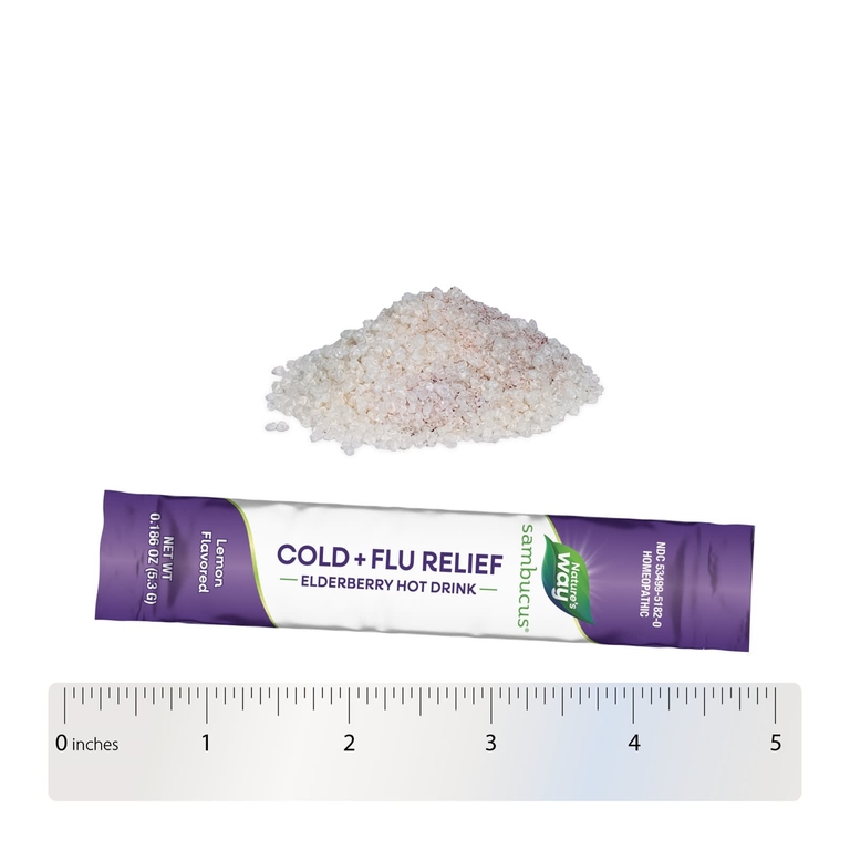 Nature's Way, Sambucus®, средство от простуды и гриппа, горячий напиток из бузины, для детей от 6 лет, лимон, 10 пакетиков по 5,3 г (0,186 унции)