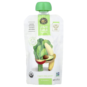 Love Child Organics, Nature's Path, органическое детское пюре, для детей от 6 месяцев, яблоки, бананы, шпинат и авокадо, 113 г (4 унции) (Товар снят с продажи) 