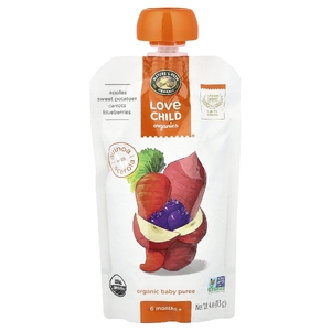 Love Child Organics, Nature's Path, органическое пюре для детей, для детей от 6 месяцев, яблоки, батат, морковь, голубика, 113 г (4 унции) (Товар снят с продажи) 