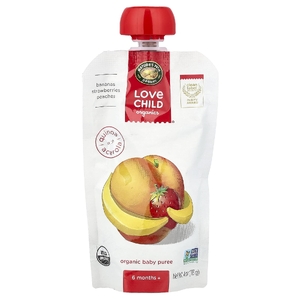 Love Child Organics, Nature's Path, органическое пюре для детей, для детей от 6 месяцев, бананы, клубника, персики, 113 г (4 унции) (Товар снят с продажи) 